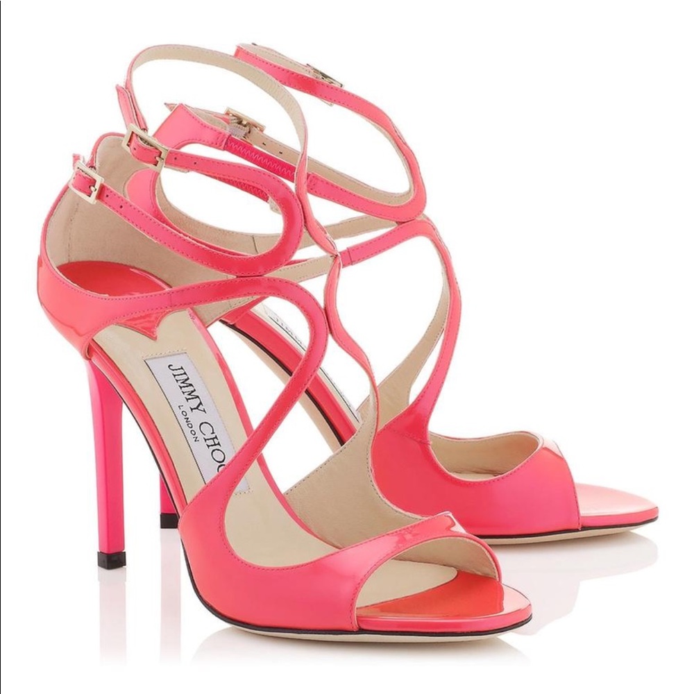 Sold🎈🎀🛍Jimmy Choo Lang, Pink Neon Patent Strapp